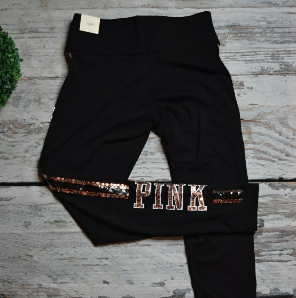 PINK Bling Victoria's Secret NWT M Black Gold